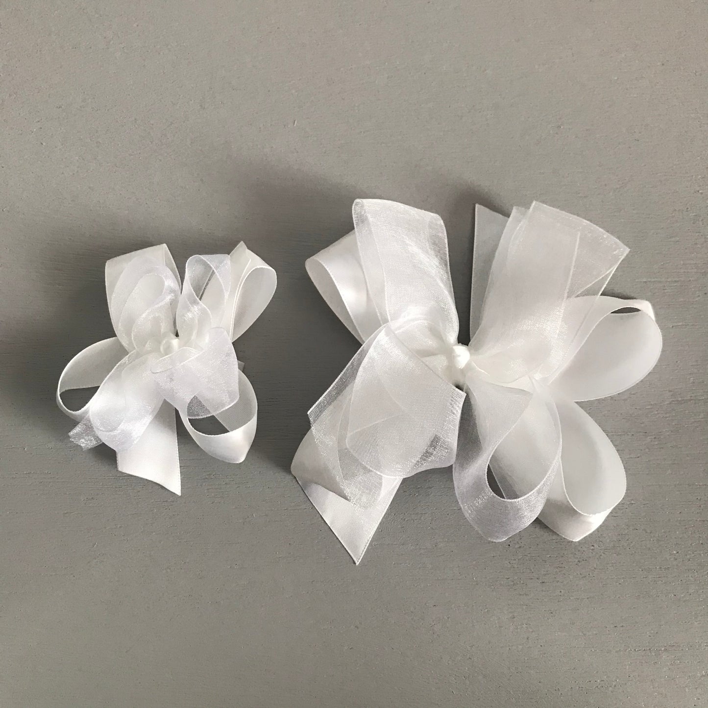 Sheer Satin Bow, Small, White