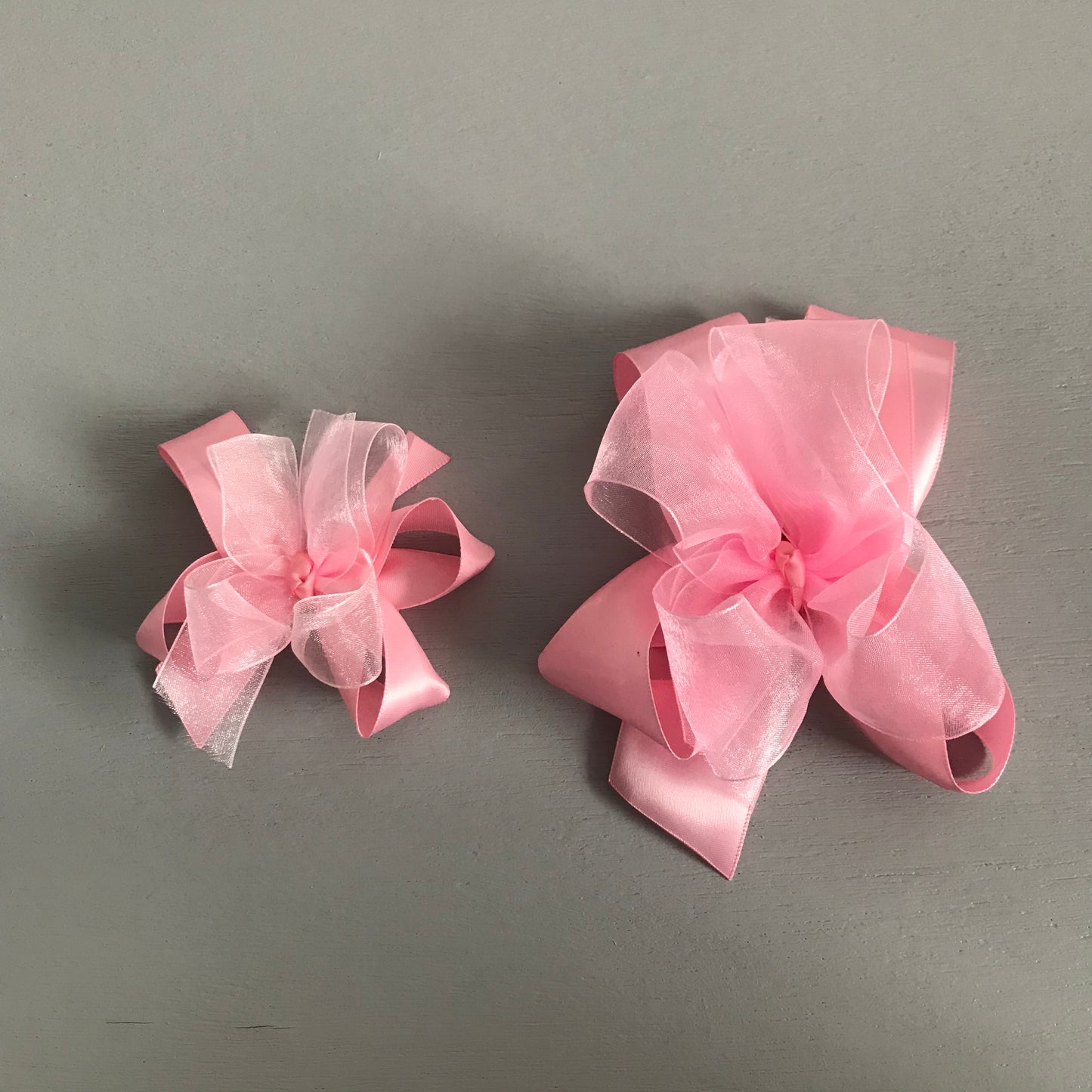 Sheer Satin Bow, Small, Light Pink
