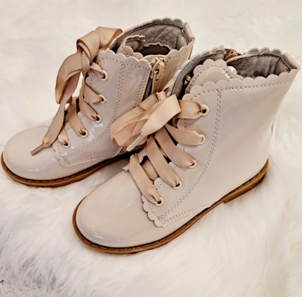 Josephine Scalloped Boot  Cream – My Cup of Tea Baby