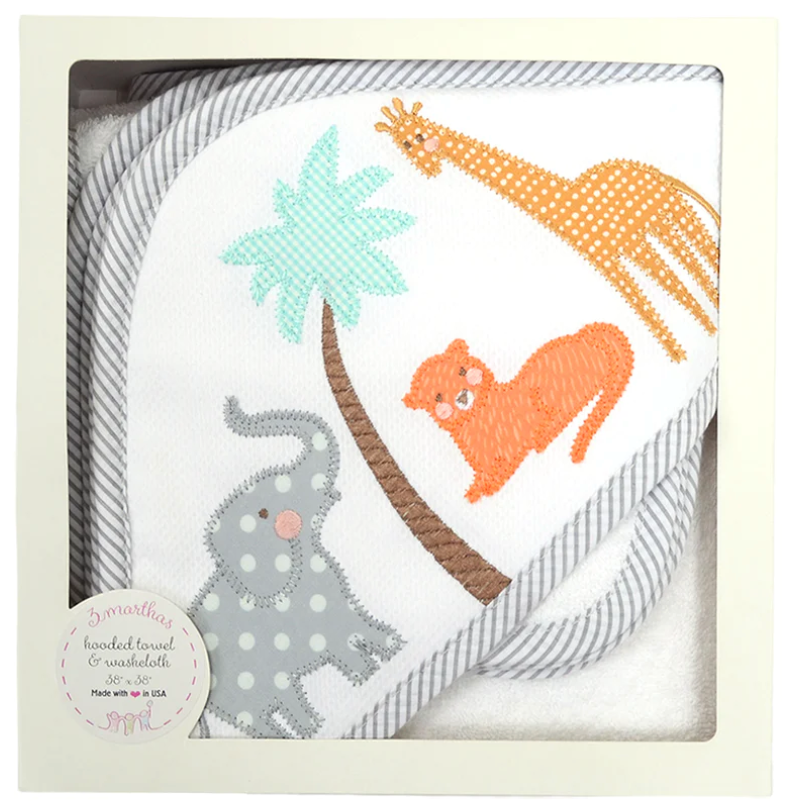 Hooded Towel and Washcloth Set | Safari