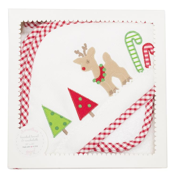 Hooded Towel and Washcloth Set | Reindeer