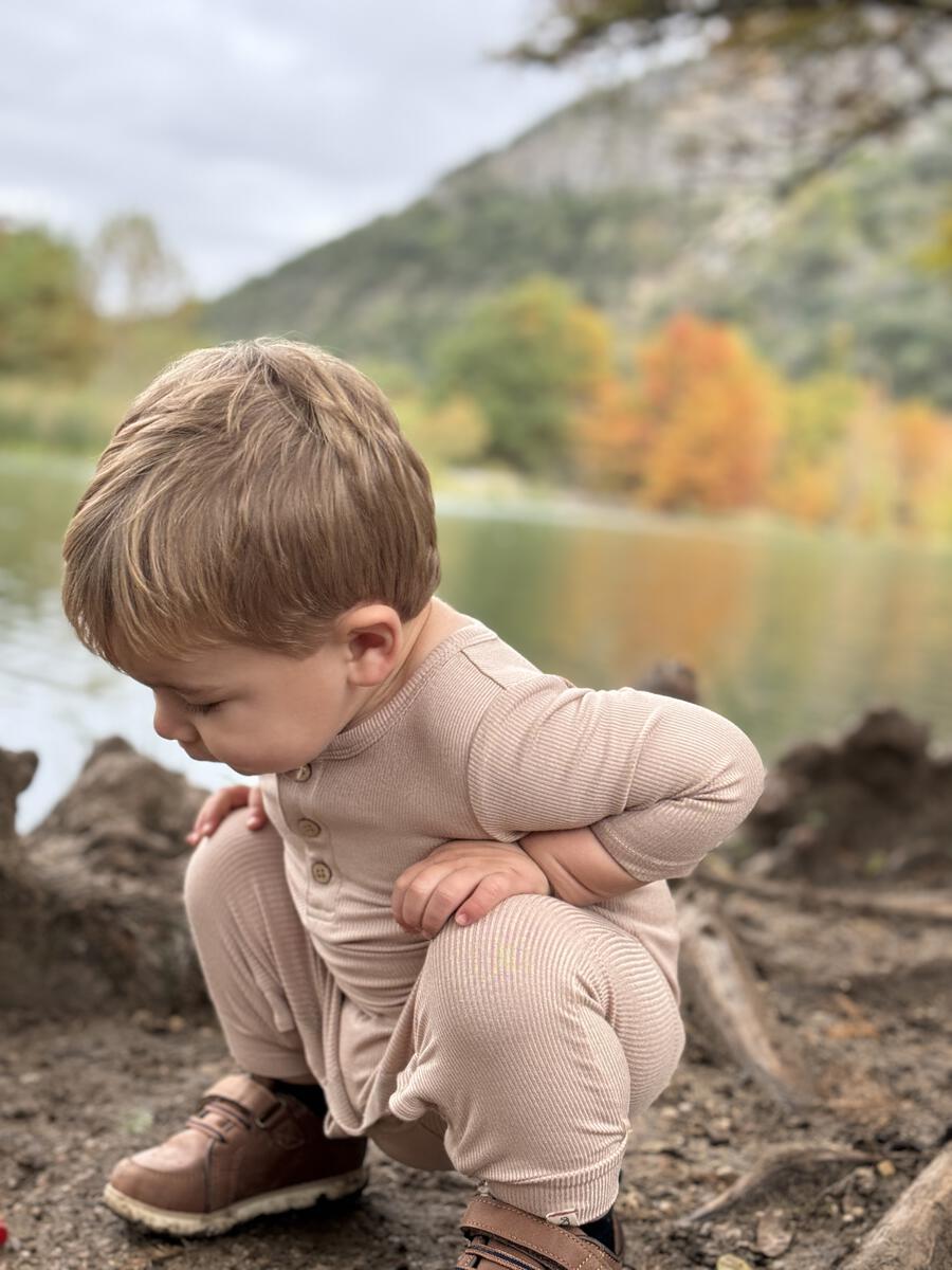 Mason Ribbon Romper | Beige