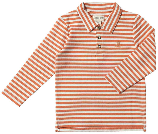 Midway Polo | Pumpkin/Grey Double Stripe