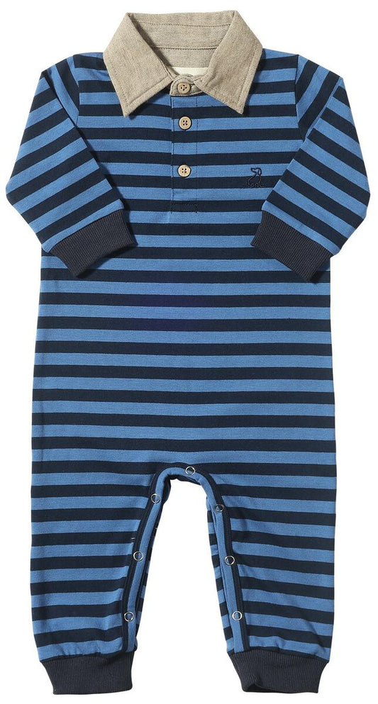 Kingston Polo Romper | Navy Stripe