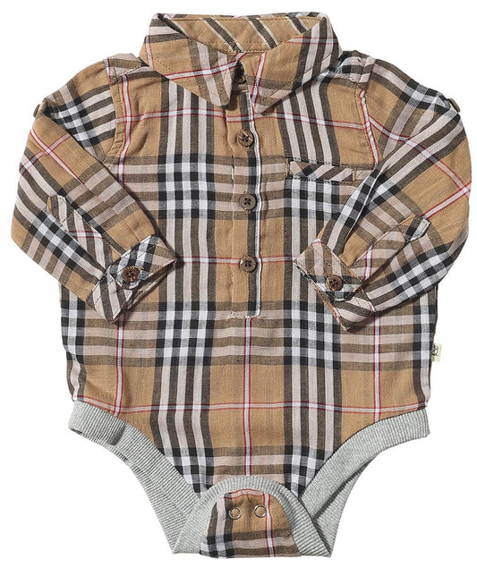 Jasper Onesie | Brown Plaid