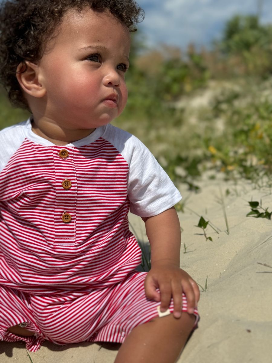 Afloat Romper | Red Stripe