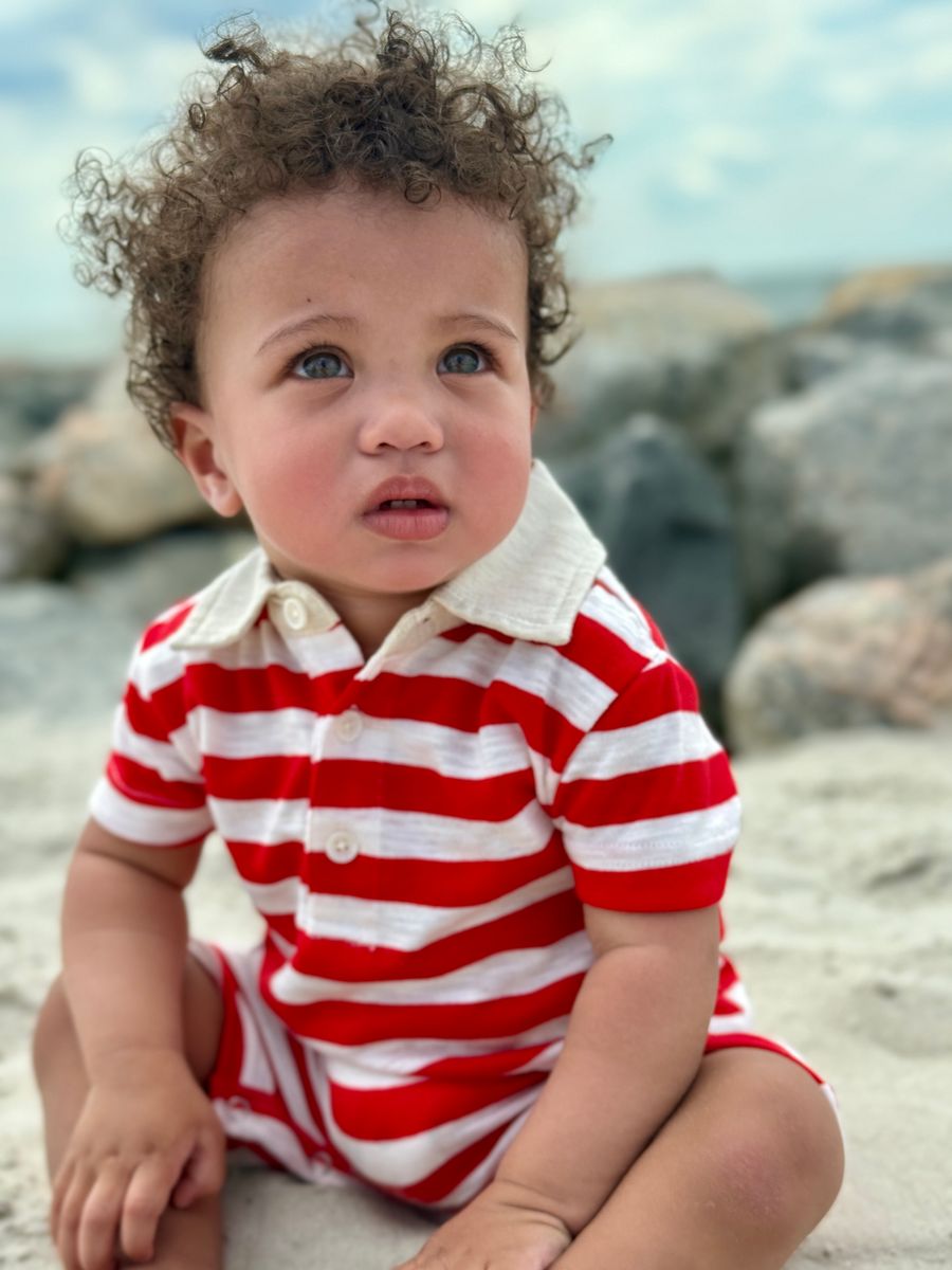 Saltash Romper | Red Stripe