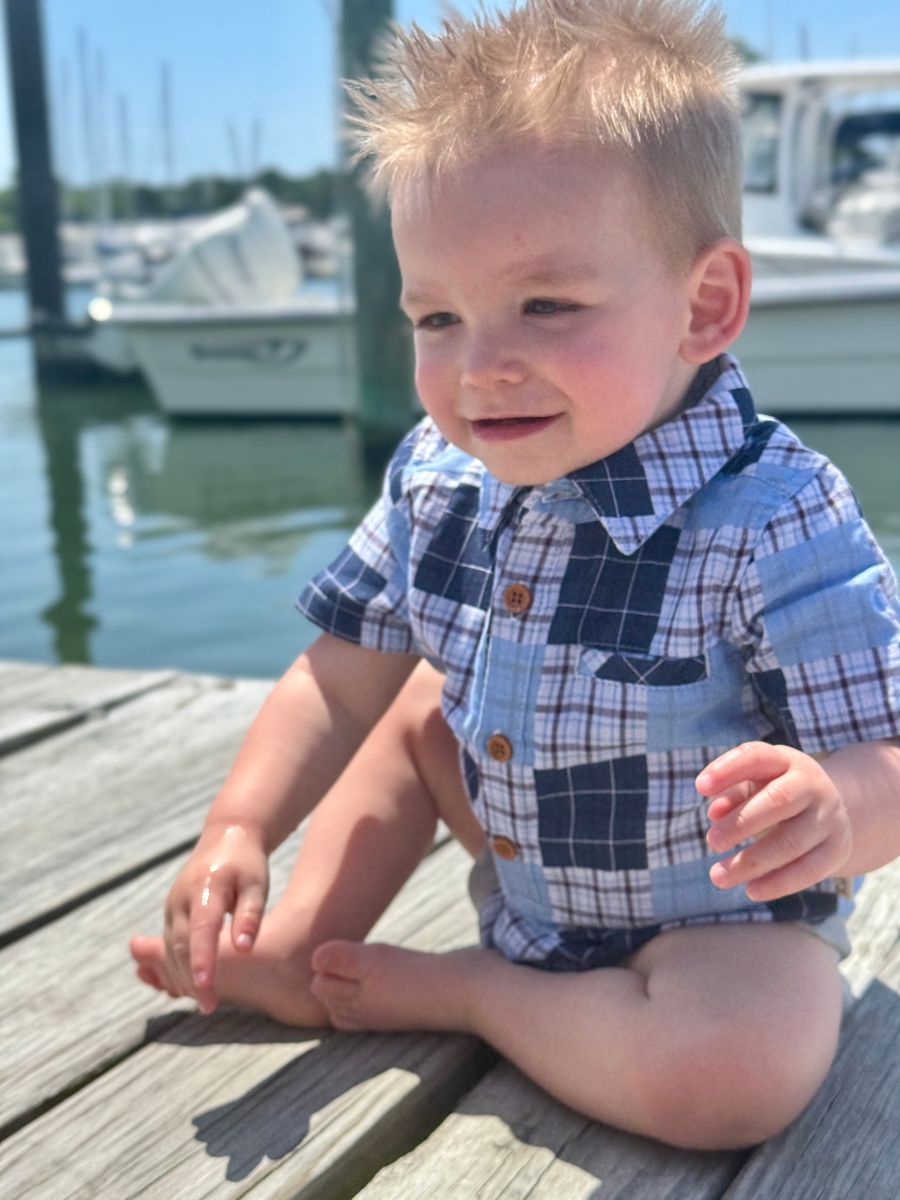 Helford Onesie | Navy Plaid