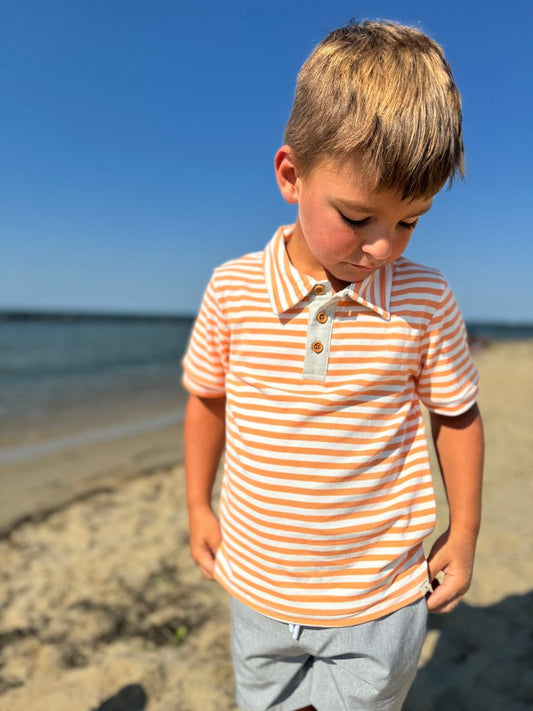 Shipping Polo | Tangerine Thick Stripe