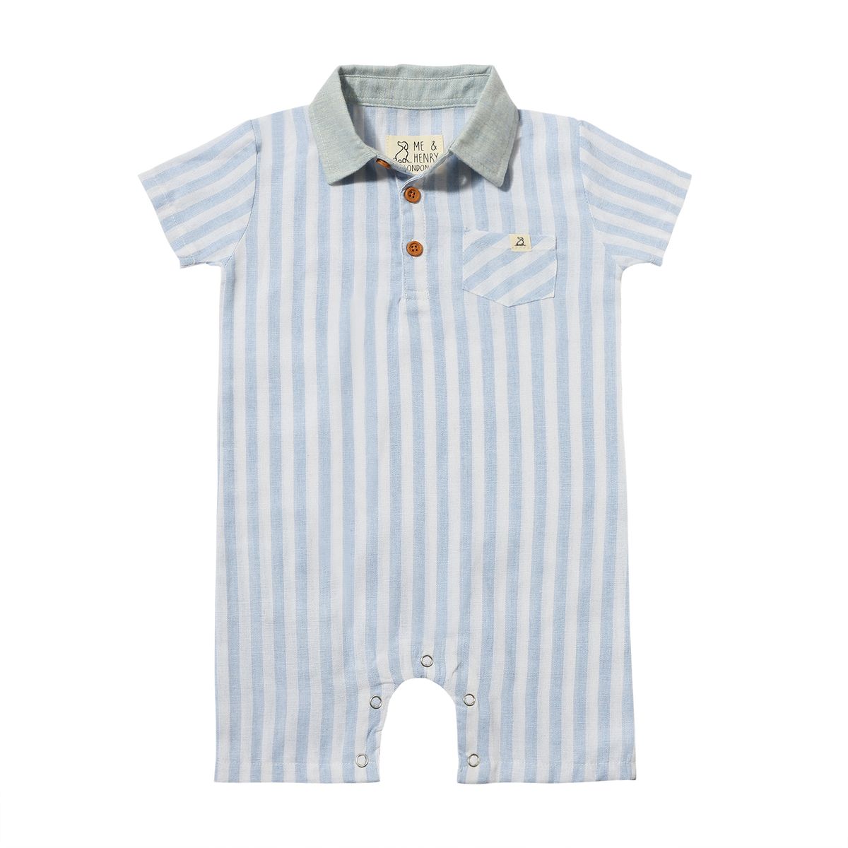 Sandy Romper | Blue/White Stripe