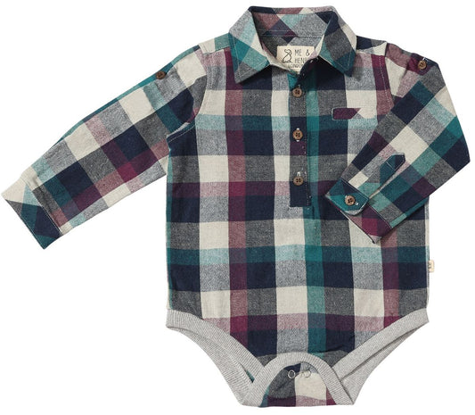 Jasper Woven Onesie | Navy/Purple Madras
