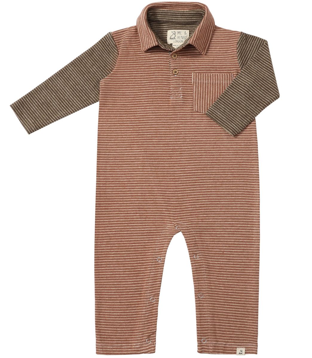 Arlington Polo Romper | Rust/Brown Arms