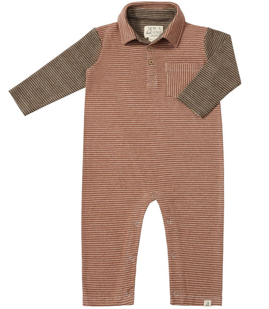 Arlington Polo Romper | Rust/Brown Arms