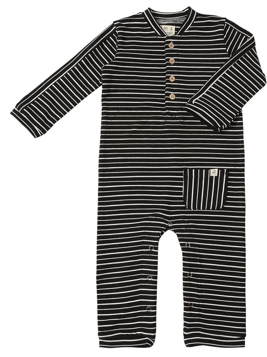 Mitch Henley Romper | Black/White