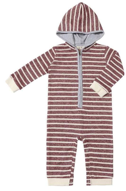 Stefano Hooded Romper | Burgandy/Cream
