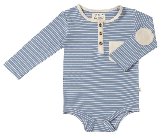 Stanton Henley Onesie | Blue/White Stripe