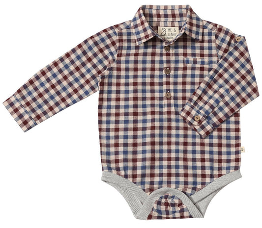 Jasper Woven Onesie | Blue/Burgundy/Cream Plaid