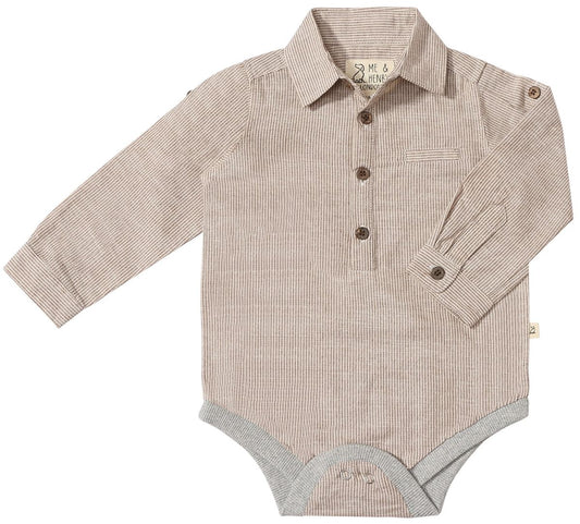 Jasper Woven Onesie | Brown/Cream Stripe