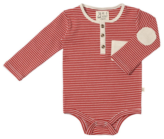 Stanton Henley Onesie | Red/Cream