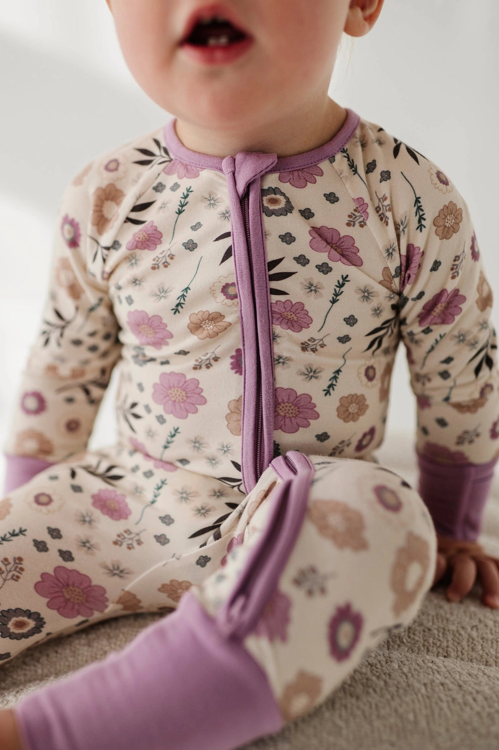 Long Sleeve Zip Romper | Winter Floral