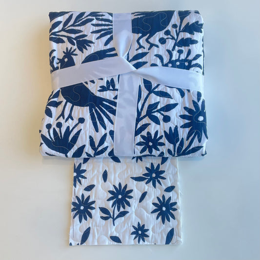 Quilted Baby Blanket | Aledo Toile | Navy