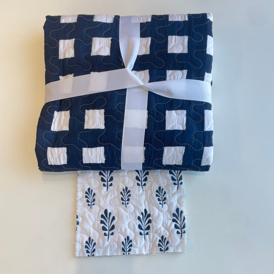 Quilted Baby Blanket | Ellie Plaid | Navy