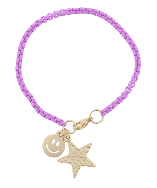 Lavender Box Chain Bracelet | Star