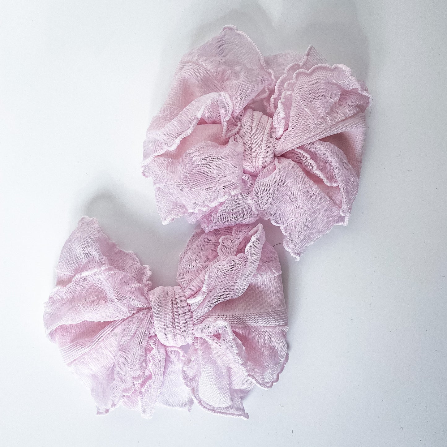 Ruffle Clip Set Baby Pink