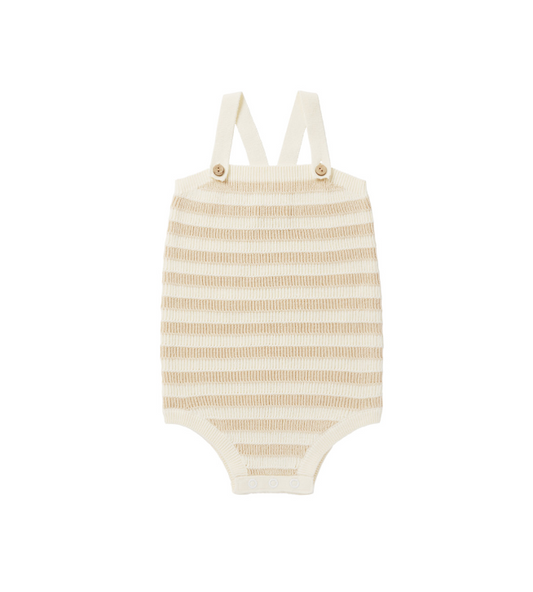 Knit Baby Romper | Sand Stripe