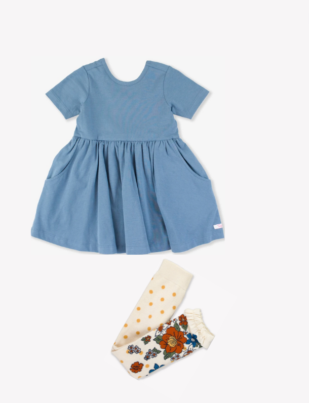 Countryside Twirl Dress Set | Blue