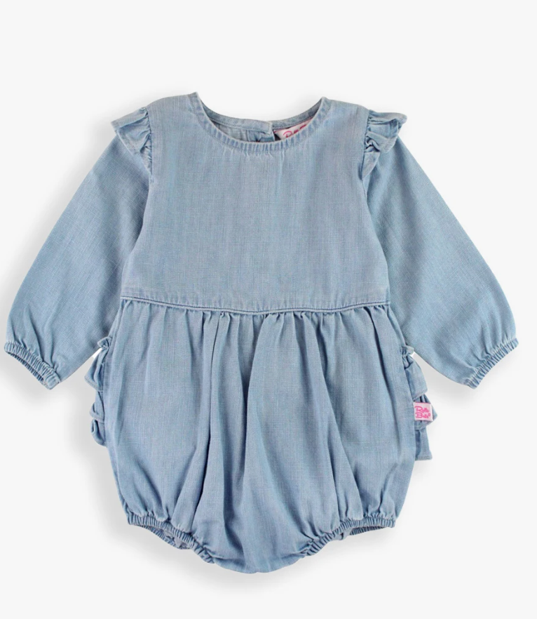 Flutter Bubble Romper | Light Wash