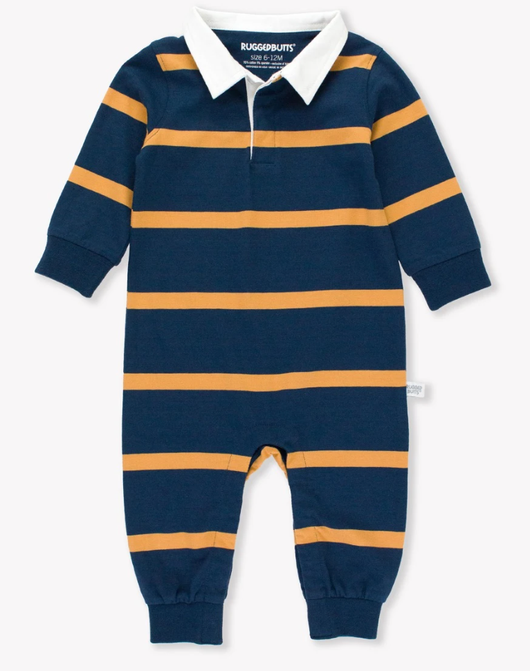 Rugby Polo Romper | Navy & Honey