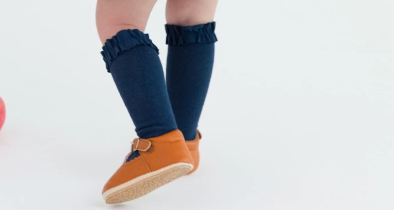 Ruffle Knee High Sock | Dark Navy