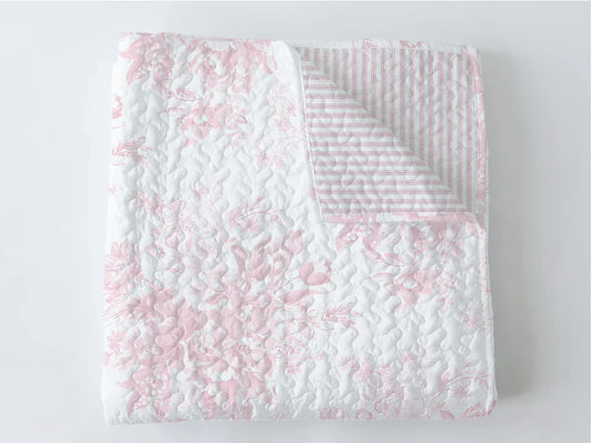 Quilted Baby Blanket | Rose Toile | Pink