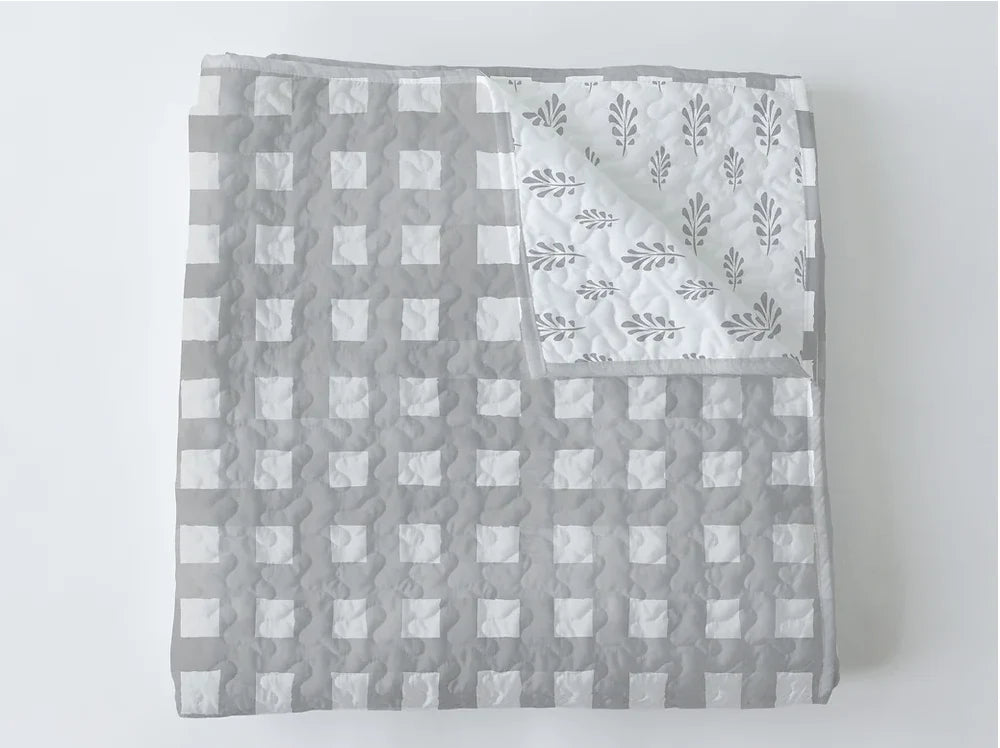 Quilted Baby Blanket | Ellie Plaid | Grey