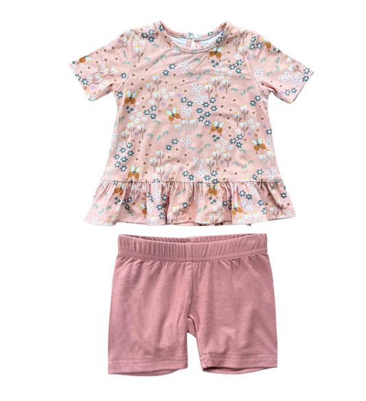 Peplum Short Set | Butterfly Garden