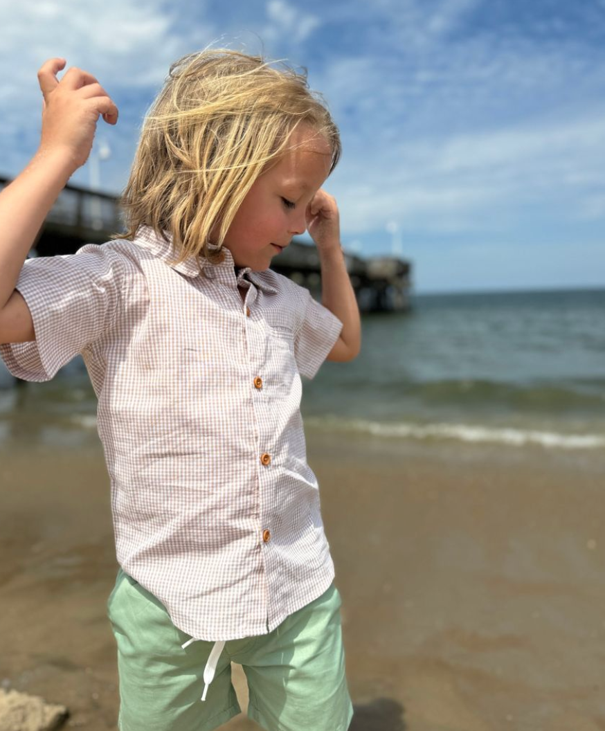 Newport Shirt | Beige Micro Plaid