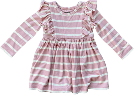 Ruffle Dress | Misty Rose Stripe