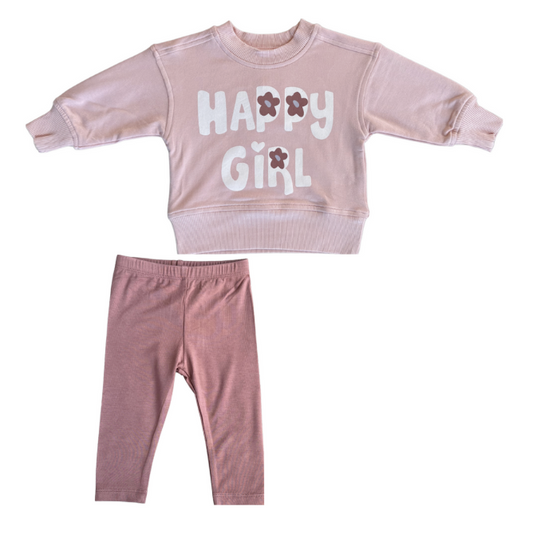 Boxy Sweatshirt Set | Happy Girl