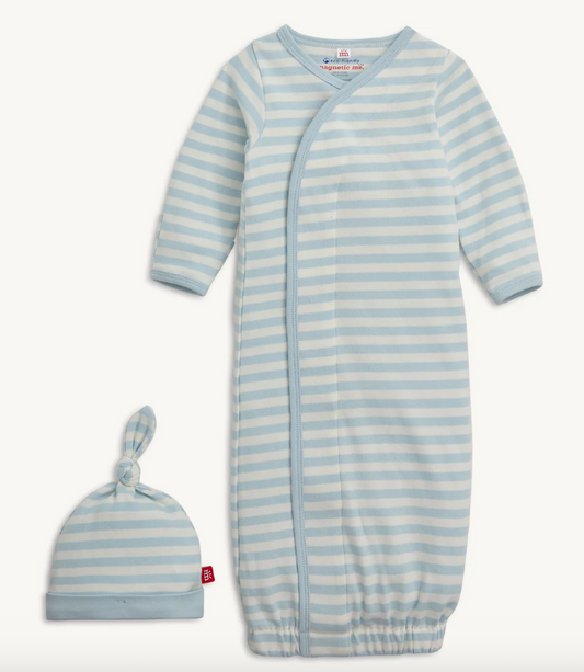 Gown Set | Blue Stripe | Nb-3m