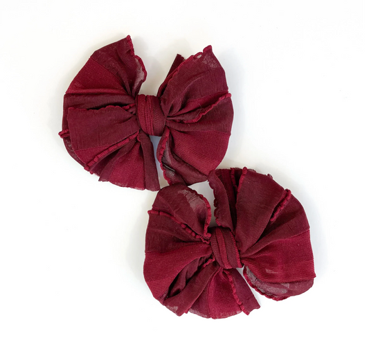 Ruffle Clip Set | Maroon