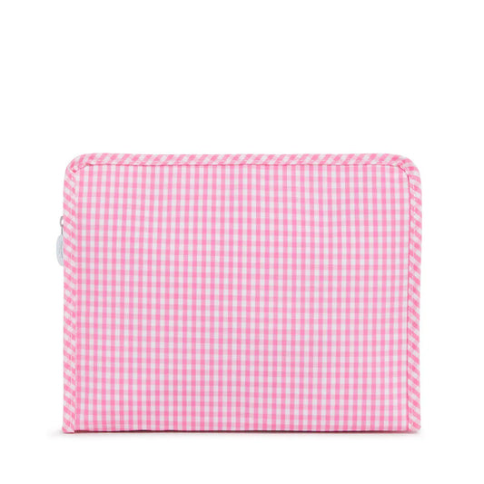 Roadie Large Zip Pouch | Gingham Pink