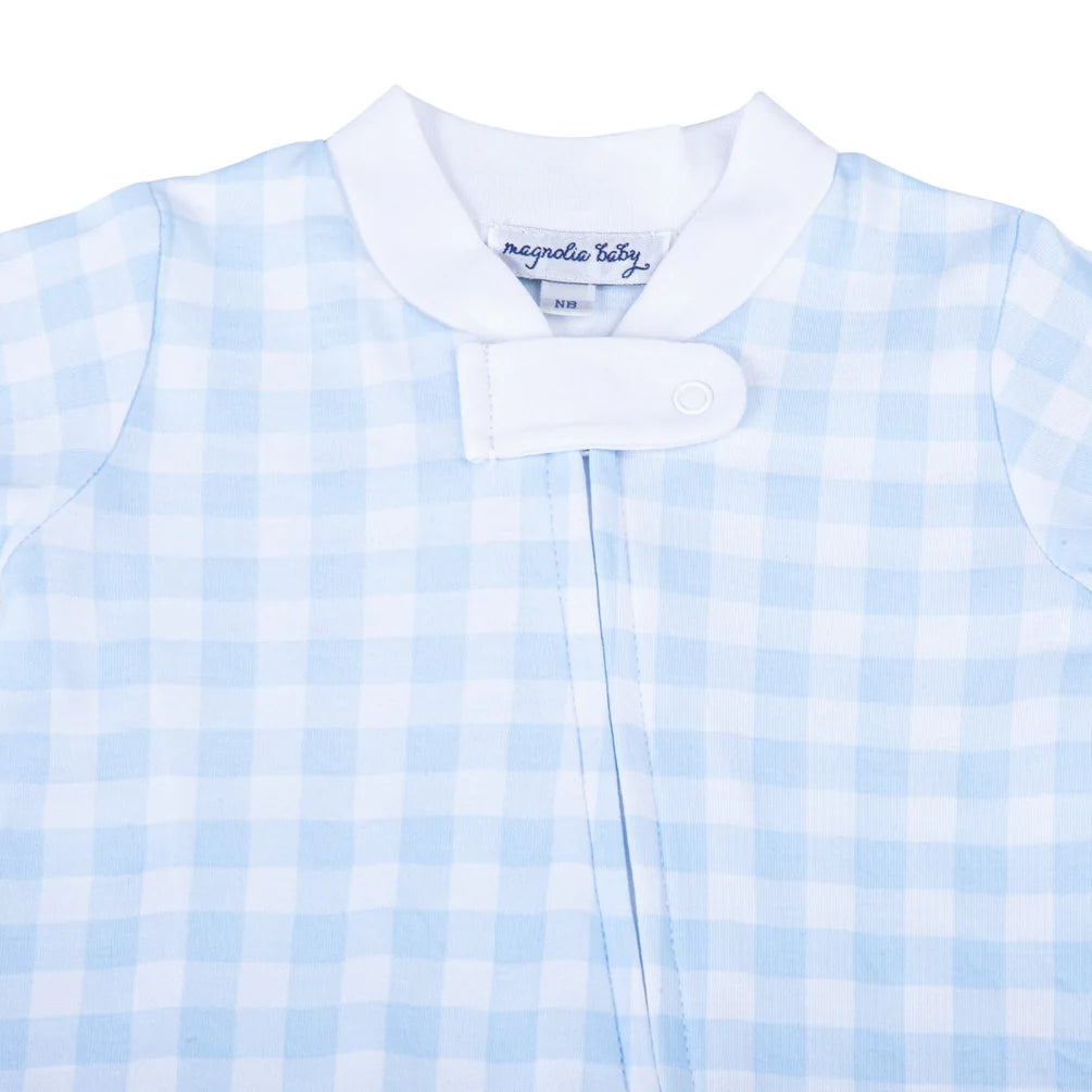 Zipper Footie | Blue Check