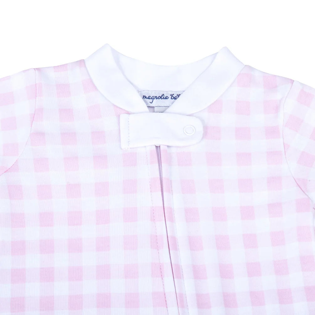 Zipper Footie | Pink Check