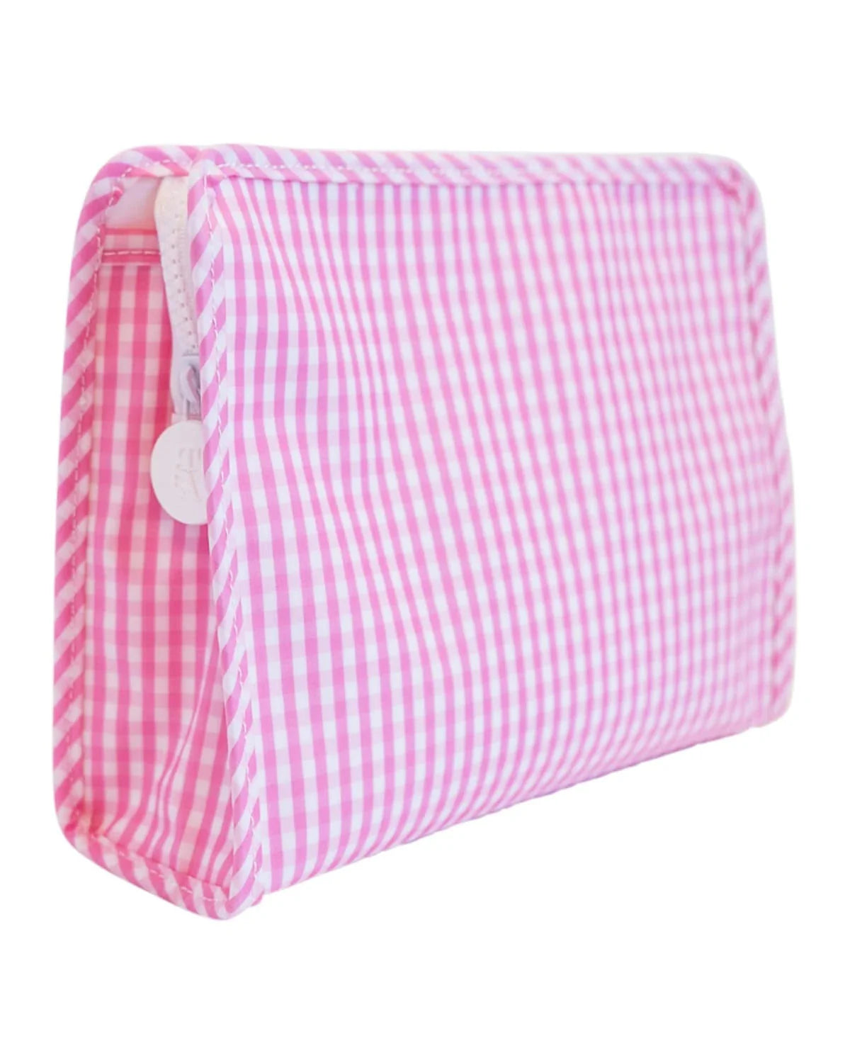 Roadie Large Zip Pouch | Gingham Pink