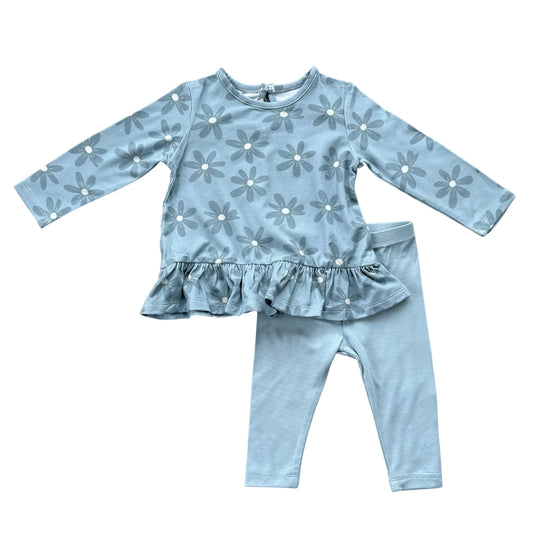 Long Sleeve Peplum Set | Daisy In Sky Blue