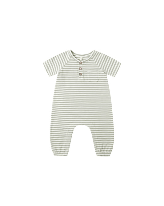 Short Sleeve Jumpsuit | Fern Stripe