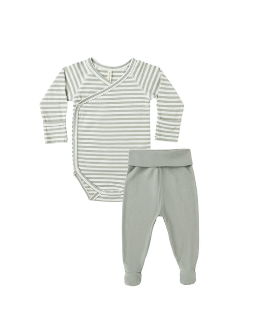 Side Snap Bodysuit + Pant Set | Fern Stripe
