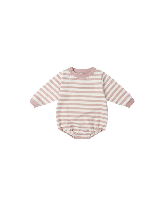 Crewneck Bubble Romper | Pink Stripe