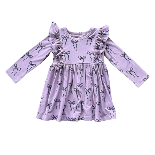 Long Sleeve Ruffle Dress | Hair bow